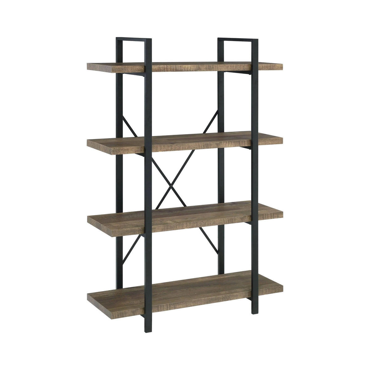 Tolar 4-Tier Open Shelving Bookcase Rustic Oak And Black Celebrate this updated take on rustic industrial style. - 804405 coastmega