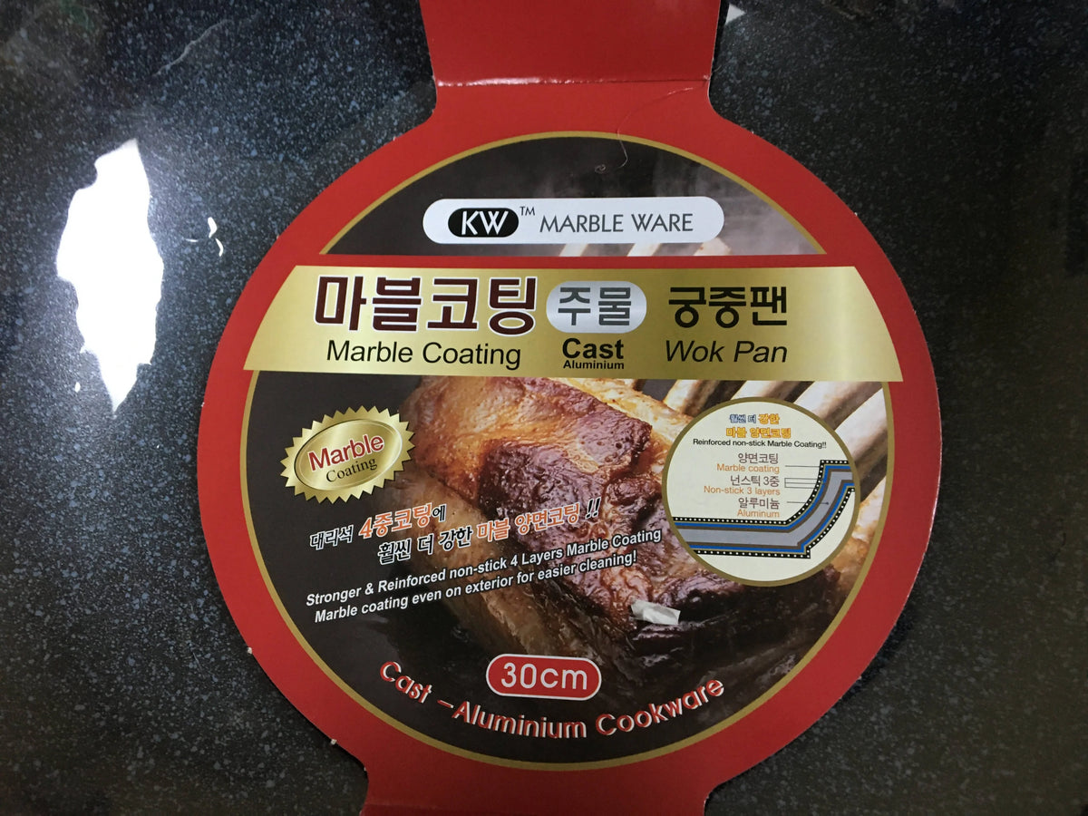 KW Marble Ware 30cm (12 inches) Ceramic Marble Coated Cast Aluminium Non Stick Wok - DMW30 Elegant AccScents