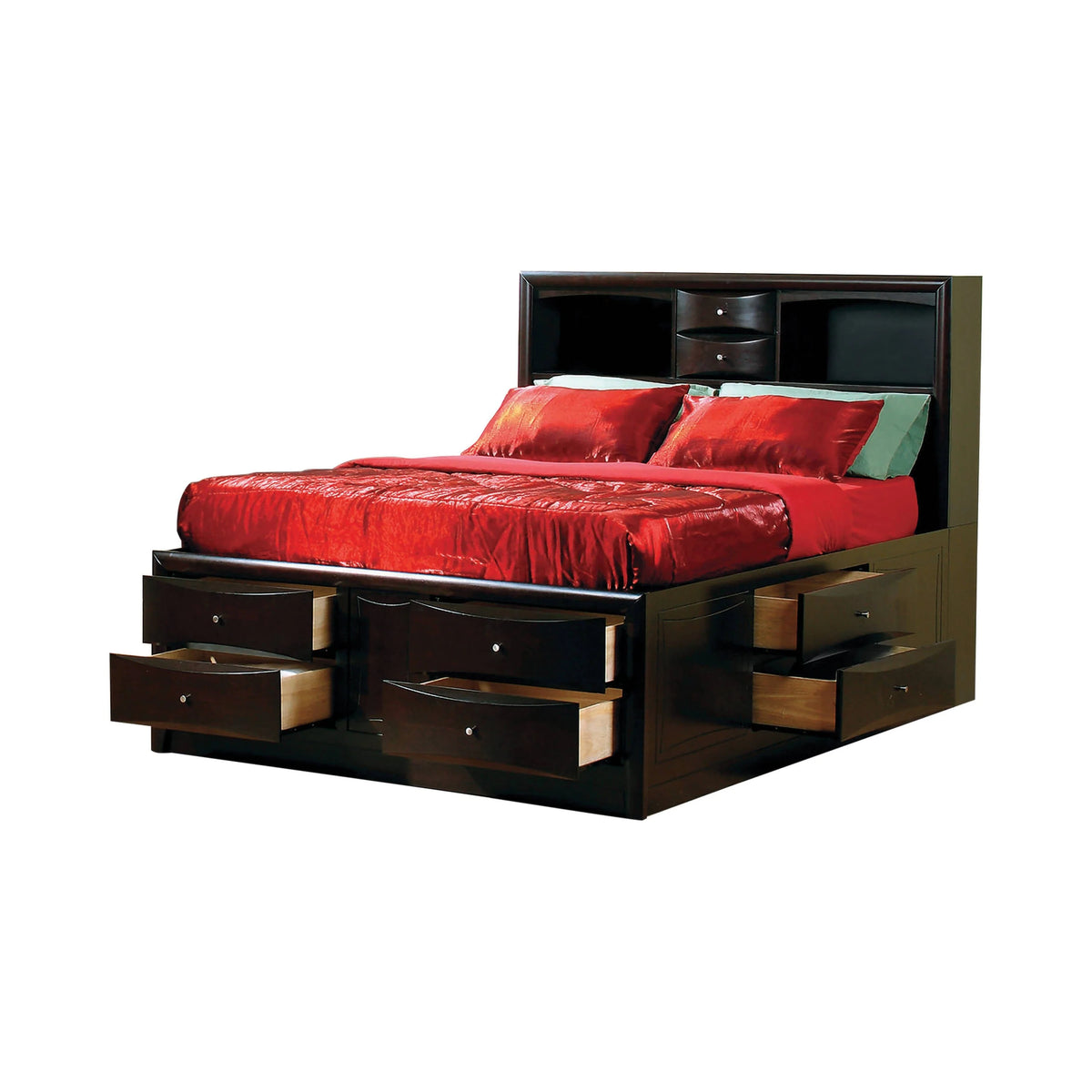 Phoenix 10-Drawer California King Bed Deep Cappuccino - 200409KW Pie's Variety Store