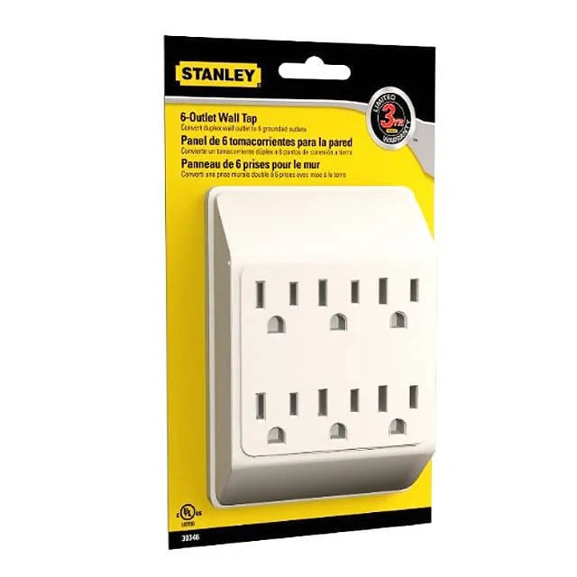Stanley Outlet Wall Tap Grounded In-Wall 6-Outlet Adapter