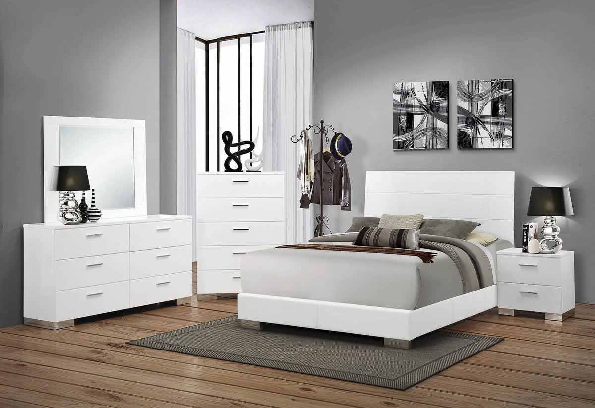 Felicity Queen Panel Bed Glossy White - 203501Q Pie's Variety Store
