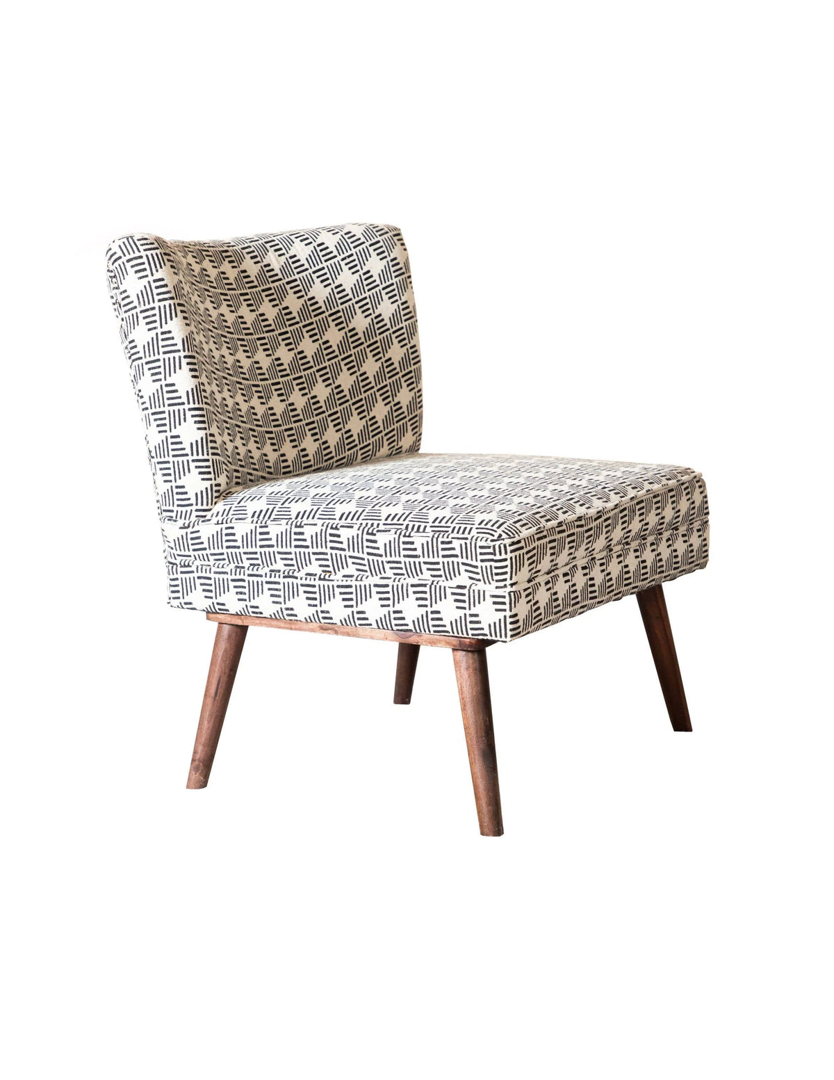 Upholstered Accent Chair With Wooden Leg Black And White - 905502 Pie's Variety Store