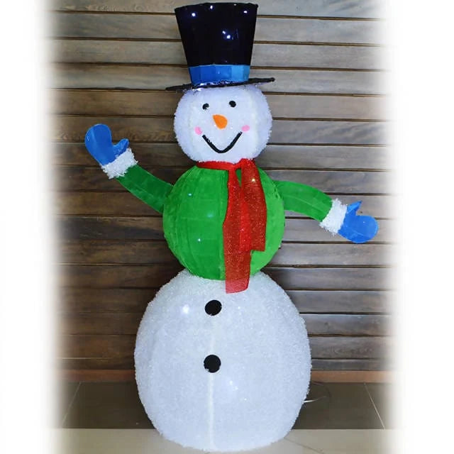 Christmas Tinsel Yard Decoration Snowman With Lights 150CM
