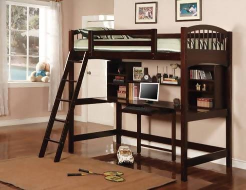 Perris Twin Workstation Loft Bed Cappuccino - 460063 A-Z Store Nadia