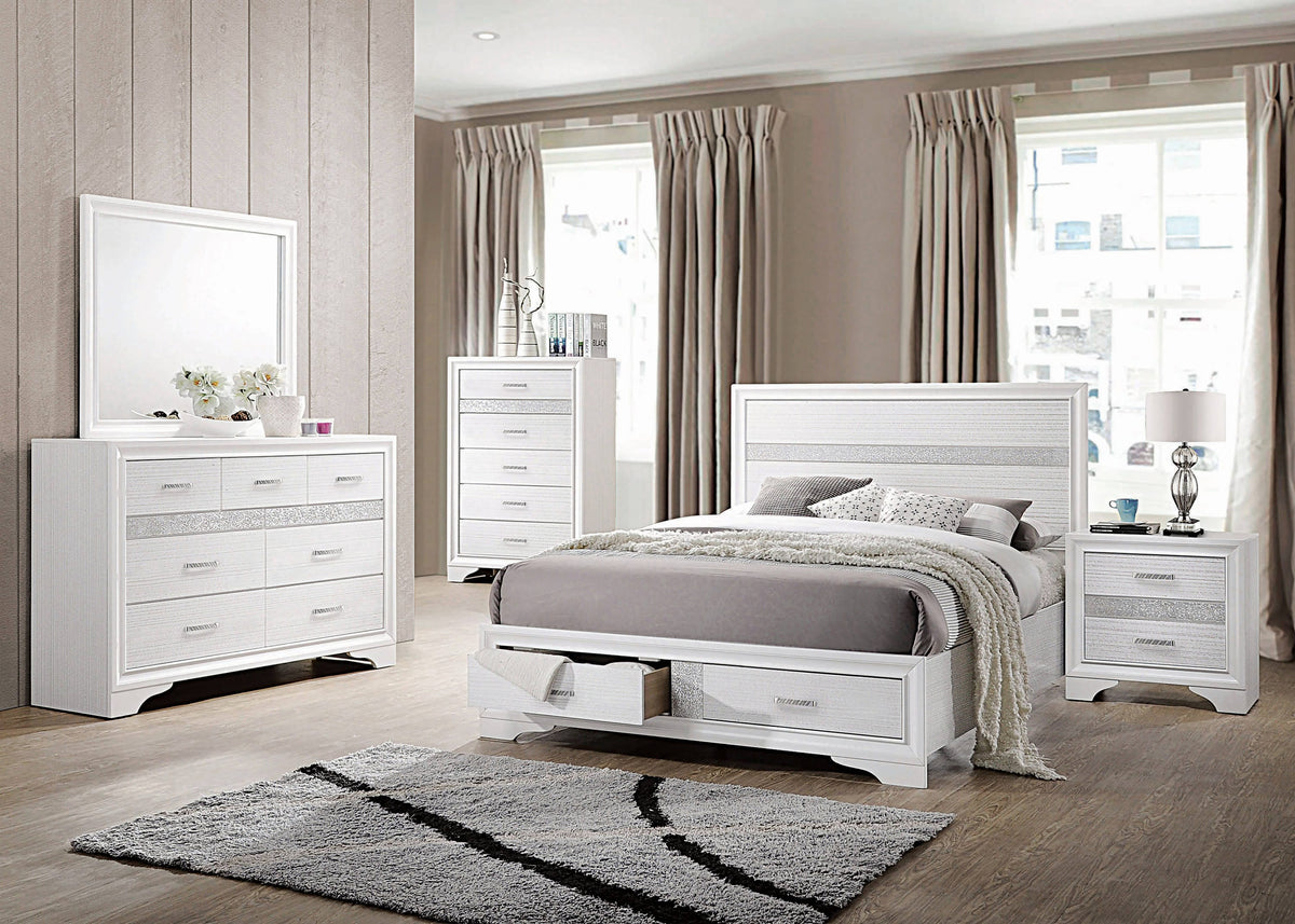 Miranda Eastern King 2-Drawer Storage Bed White - 205111KE Pie's Variety Store