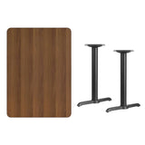 30'' x 42'' Rectangular Black Laminate Table Top with 5'' x 22'' Table Height Bases [XU-BLKTB-3042-T0522-GG] Fl Furniture