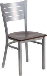HERCULES Series Silver Slat Back Metal Restaurant Chair - Cherry Wood Seat [XU-DG-60401-CHYW-GG] Pie's Variety Store