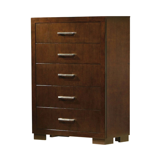 Jessica 5-Drawer Chest Cappuccino - 200715 Pie's Variety Store