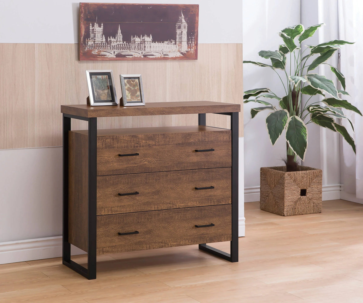 3-Drawer Accent Cabinet Rustic Amber - 902762 Pie's Variety Store