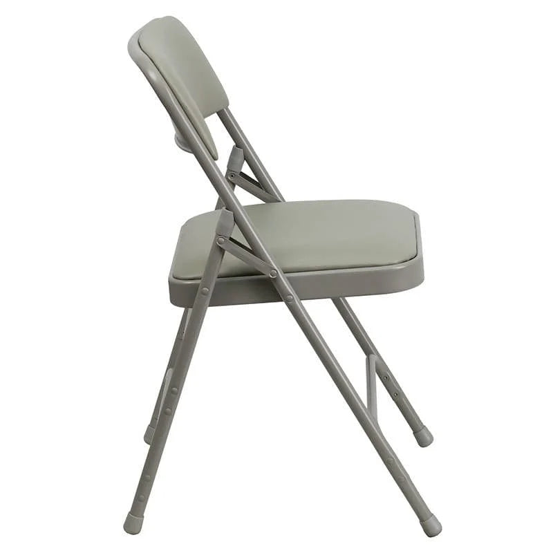 2 Pk. HERCULES Series Curved Triple Braced & Double Hinged Gray Vinyl Metal Folding Chair [2-HA-MC309AV-GY-GG] Fl Furniture