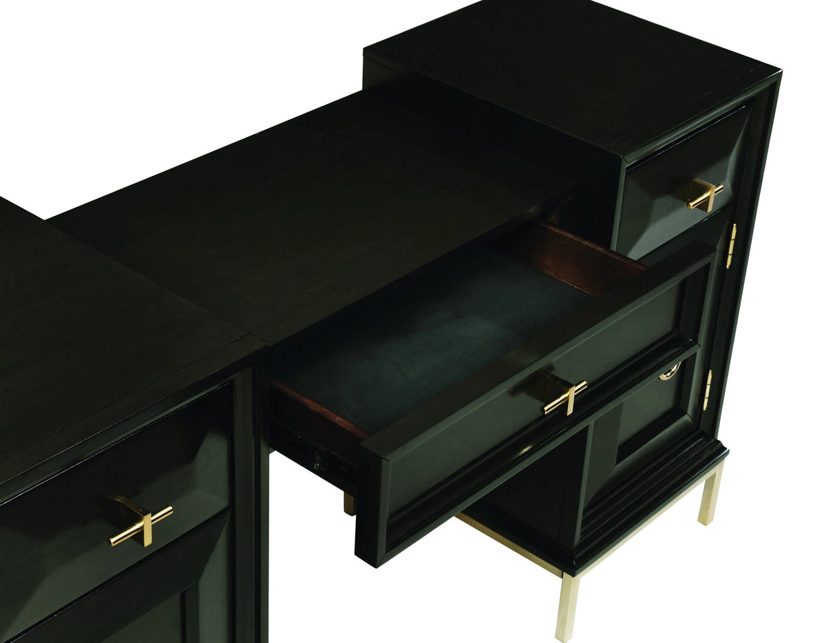 Formosa 4-drawer Vanity Desk Americano and Rose Brass - 222827 Elegant AccScents