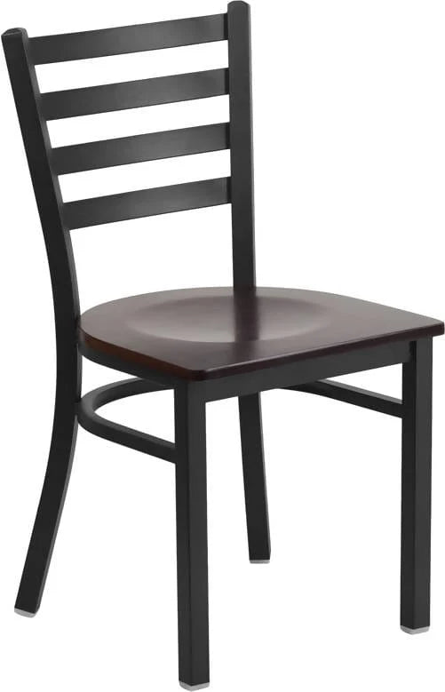 HERCULES Series Black Ladder Back Metal Restaurant Chair - Cherry Wood Seat [XU-DG694BLAD-CHYW-GG] Pie's Variety Store