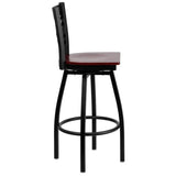 HERCULES Series Black ''X'' Back Swivel Metal Barstool - Cherry Wood Seat [XU-6F8B-XSWVL-CHYW-GG] Pie's Variety Store