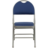 2 Pk. HERCULES Series Ultra-Premium Triple Braced Navy Fabric Metal Folding Chair with Easy-Carry Handle [2-HA-MC705AF-3-NVY-GG] Fl Furniture