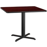 42'' Square Black Laminate Table Top with 33'' x 33'' Table Height Base [XU-BLKTB-4242-T3333-GG] Pie's Variety Store