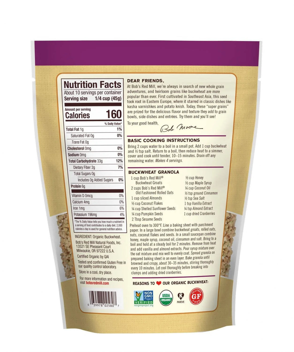 Bob Red Mill Buckwheat 16oz - 03997802580 Pie's Variety Store