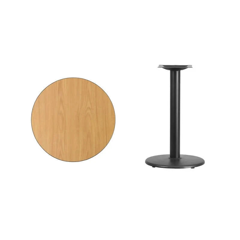 24'' Round Black Laminate Table Top with 18'' Round Table Height Base [XU-RD-24-BLKTB-TR18-GG] Fl Furniture
