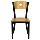 HERCULES Series Black Circle Back Metal Restaurant Chair - Natural Wood Back & Seat [XU-DG-6F2B-CIR-NATW-GG] Pie's Variety Store