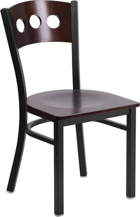 HERCULES Series Black 3 Circle Back Metal Restaurant Chair - Walnut Wood Back & Seat [XU-DG-6Y2B-WAL-MTL-GG] Pie's Variety Store