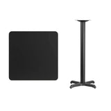 30'' Square Black Laminate Table Top with 22'' x 22'' Bar Height Table Base [XU-BLKTB-3030-T2222B-GG] Fl Furniture