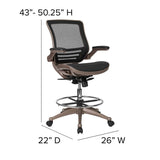 Drafting Chair Adjustable Height Mid-Back Mesh Drafting Chair with Arms - BL-LB-8801X-D-GG ADRIAN'S ELECTRONICS