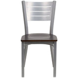 HERCULES Series Silver Slat Back Metal Restaurant Chair - Cherry Wood Seat [XU-DG-60401-CHYW-GG] Pie's Variety Store