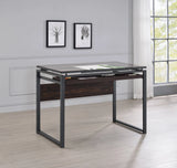 Pantano Glass Top Drafting Desk Dark Gunmetal And Chestnut versatile placement in your office- 805571 coastmega