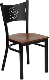 HERCULES Series Black Coffee Back Metal Restaurant Chair - Cherry Wood Seat [XU-DG-60099-COF-CHYW-GG] Pie's Variety Store