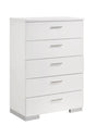Felicity 5-Drawer Chest Glossy White - 203505 Pie's Variety Store