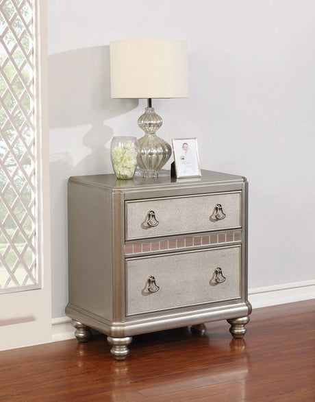 Bling Game 2-Drawer Nightstand Metallic Platinum - 204182 coastmega