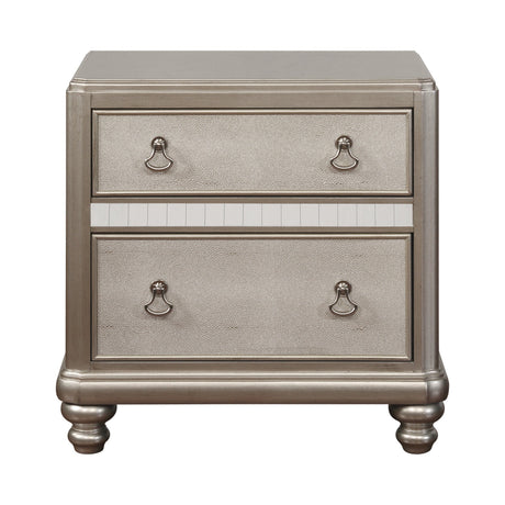 Bling Game 2-Drawer Nightstand Metallic Platinum - 204182 coastmega