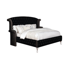 Deanna Eastern King Tufted Upholstered Bed Black Collection:  This King Bed Makes A Dramatic Statement In A Master Bedroom