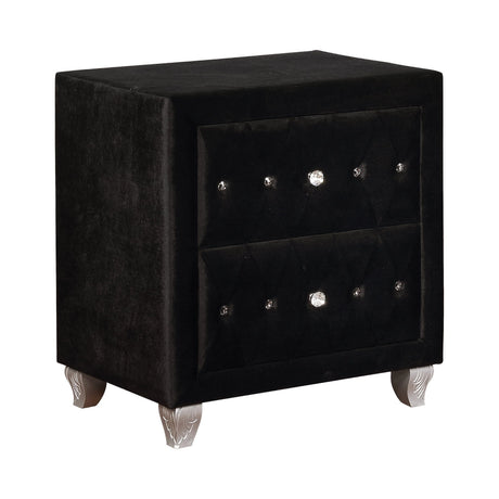 Deanna 2-Drawer Rectangular Nightstand Black Collection: Glamorous And Streamlined