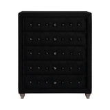 Deanna 5-Drawer Rectangular Chest Black Collection: Craft A Sophisticated Aura In A Bedroom With This Five Drawer Black Chest