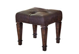 Avenue Upholstered Tufted Vanity Stool Weathered Burnished Brown It features a rich weathered burnished brown finish with wood grain details. - 223039 coastmega