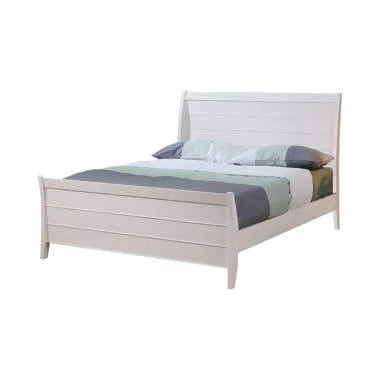Selena Full Sleigh Platform Bed White - 400231F Pie's Variety Store