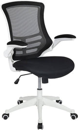 Mid-Back Mesh Swivel Ergonomic Task Office Chair with White Frame and Flip-Up Arms - BL-X-5M-WH-BK-GG / BL-X-5M-WH-BLUE-GG / BL-X-5M-WH-GY-GG / BL-X-5M-WH-TAN-GG / BL-X-5M-WH-WH-GG ADRIAN'S ELECTRONICS