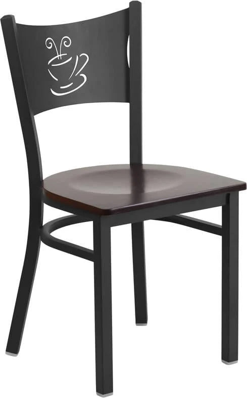 HERCULES Series Black Coffee Back Metal Restaurant Chair - Cherry Wood Seat [XU-DG-60099-COF-CHYW-GG] Pie's Variety Store