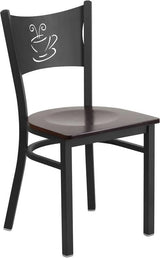 HERCULES Series Black Coffee Back Metal Restaurant Chair - Cherry Wood Seat [XU-DG-60099-COF-CHYW-GG] Pie's Variety Store