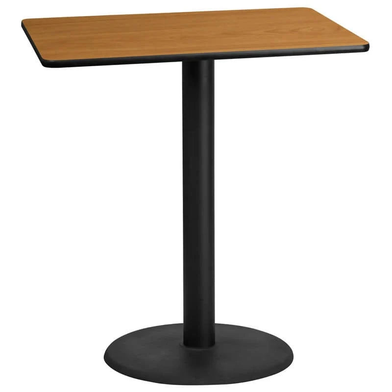 30'' x 42'' Rectangular Black Laminate Table Top with 24'' Round Bar Height Table Base [XU-BLKTB-3042-TR24B-GG] Fl Furniture