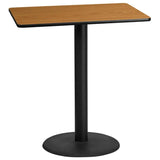 30'' x 42'' Rectangular Black Laminate Table Top with 24'' Round Bar Height Table Base [XU-BLKTB-3042-TR24B-GG] Fl Furniture
