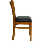 HERCULES Series Ladder Back Cherry Wood Restaurant Chair - Black Vinyl Seat [XU-DGW0005LAD-CHY-BLKV-GG] Pie's Variety Store