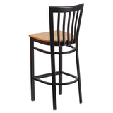 HERCULES Series Black School House Back Metal Restaurant Barstool - Cherry Wood Seat [XU-DG6R8BSCH-BAR-CHYW-GG] Pie's Variety Store