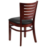 Darby Series Slat Back Mahogany Wood Restaurant Chair - Black Vinyl Seat [XU-DG-W0108-MAH-BLKV-GG] Pie's Variety Store