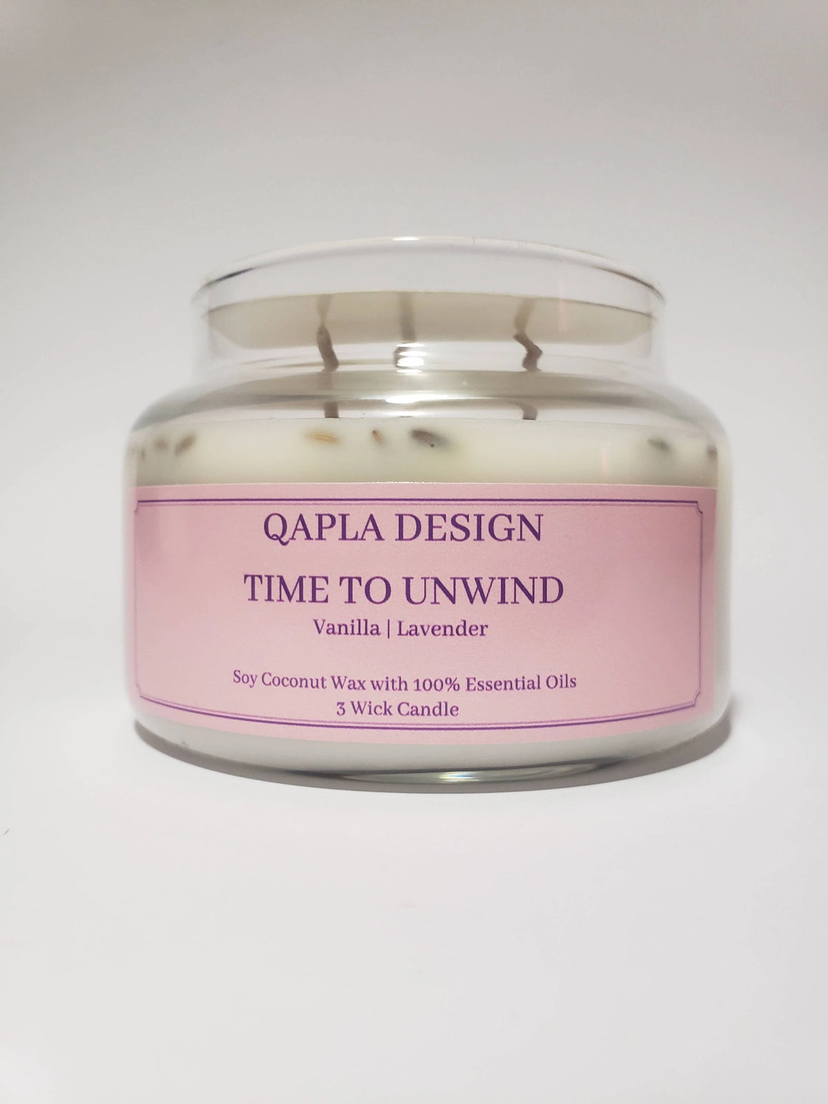 QAPLA DESIGN - Time To Unwind - Vanilla & Lavender - Unwind with the aromatic blend of sweet creamy Vanilla and light floral Lavender