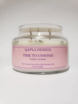 QAPLA DESIGN - Time To Unwind - Vanilla & Lavender - Unwind with the aromatic blend of sweet creamy Vanilla and light floral Lavender