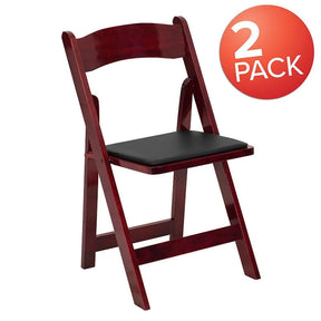 2 Pk. HERCULES Series Mahogany Wood Folding Chair with Vinyl Padded Seat [2-XF-2903-MAH-WOOD-GG] Fl Furniture