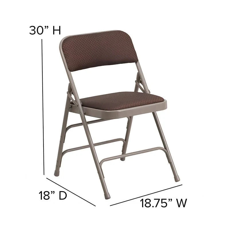 HERCULES Series Curved Triple Braced & Double Hinged Burgundy Patterned Fabric Metal Folding Chair Set of 2 [AW-MC309AF-BG-GG] Pie's Variety Store
