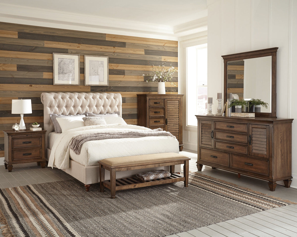 Devon Button Tufted Upholstered California King Bed Beige - 300525KW A-Z Store Nadia