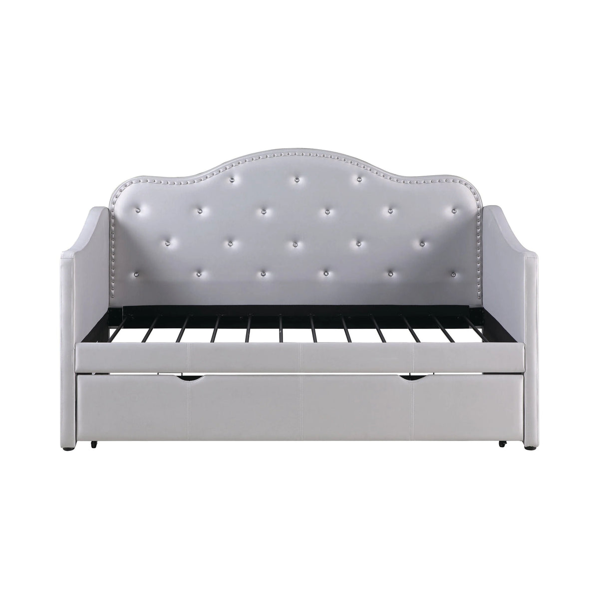 Upholstered Twin Daybed With Trundle Pearlescent Grey - 300629 A-Z Store Nadia